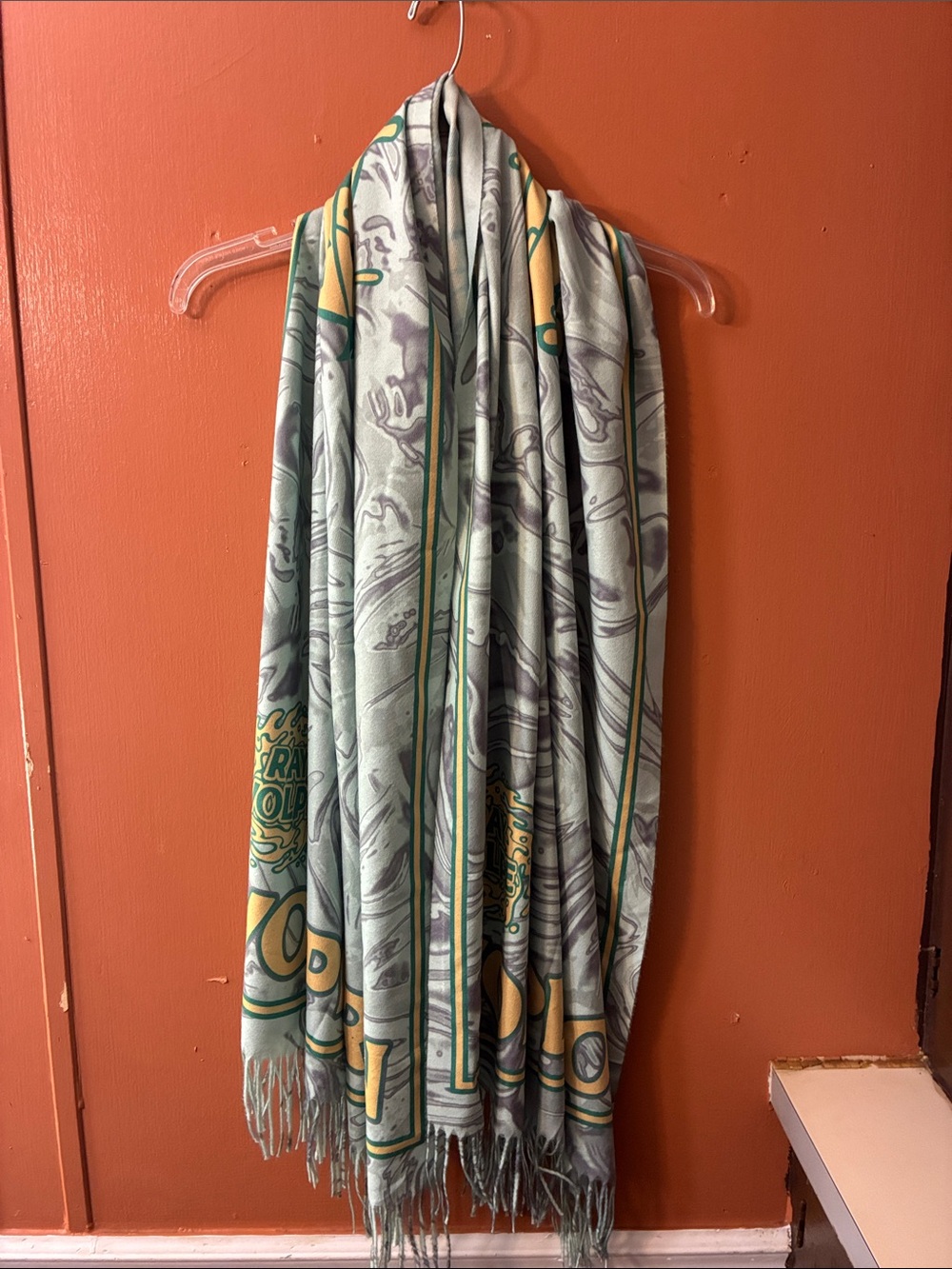 Soft Mint Fringe Scarf with Subtle Texture